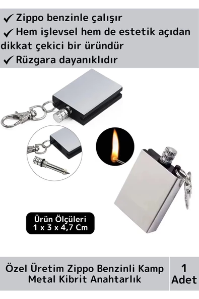 Premium Taşınabilir Pratik Kamp Doğa Av Günlük Rüzgarda Sönmez Zippo Benzin Metal Kibrit Anahtarlık ürün görseli 1
