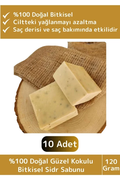 Özel %100 Doğal Bitkisel Güzel Kokulu El Yüz Saç Vücut Cilt Orijinal Sidr Sabunu 120 Gram 10 Adet ürün görseli 1