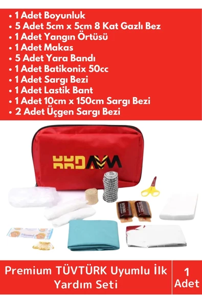 Premium Acil Müdahale Ev Iş Yeri Araç Oto Okul Deprem Doğal Afet Ecza Ilk Yardım Bez Çantalı Set ürün görseli 1