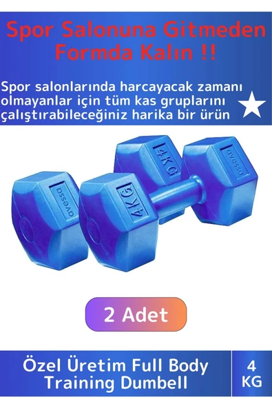 Premium Plastik Spor Egzersiz Fitness Vücut Geliştirme Pilates Ağırlık 4 Kg Dambıl Seti 2 Ad Dumbell ürün görseli 1