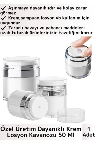 Özel Üretim Yüksek Kaliteli Vakum Basınç Hava Almaz Sıvı Şampuan Krem Losyon Kavanozu 50 Ml 1 Adet ürün görseli 1