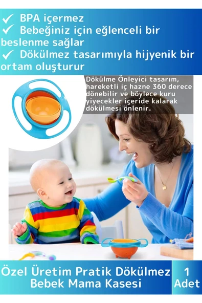 Premium Seri BPA Free Zararsız Pratik Kolay Temizlenir Eğlenceli Dökülmez Tasarım Bebek Mama Kasesi ürün görseli 1