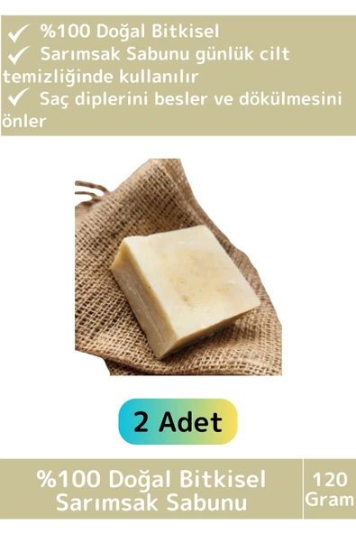 Özel %100 Doğal Bitkisel Güzel Kokulu El Yüz Saç Vücut Cilt Orijinal Sarımsaklı Sabun 120 Gram 2 Adt ürün görseli 1
