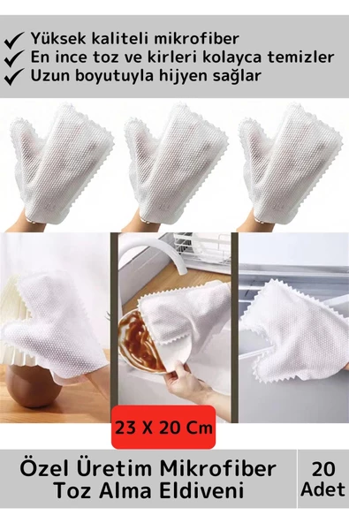Premium Dayanıklı Yüksek Kaliteli Mikrofiber Pratik Çok Fonksiyonlu Temizlik Toz Alma Eldiveni 20'li ürün görseli 1