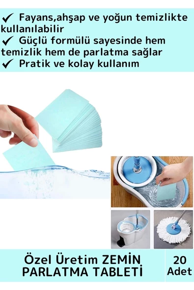 Premium Dükkan Fayans Ahşap Parçalanabilir Pratik Zemin Parlatma Temizleme Tableti 20'li ürün görseli 1