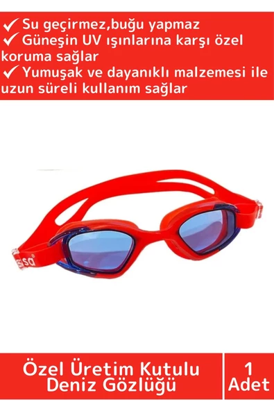 Premium Seri Ayarlanabilir Kayış Su Geçirmez UV Koruma Silikon Plastik Antifog Kutulu Deniz Gözlüğü ürün görseli 1