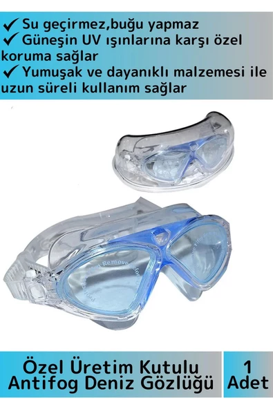 Özel Tasarım Su Geçirmez Buğu Yapmaz UV Korumalı Ayarlanabilir Kayışlı Antifog Kutulu Deniz Gözlüğü ürün görseli 1