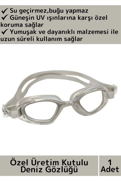 Premium Seri Ayarlanabilir Kayış Su Geçirmez UV Koruma Silikon Plastik Antifog Kutulu Deniz Gözlüğü ürün görseli 1