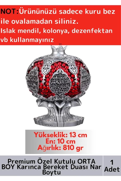 Premium Özel Kutulu Antik Gümüş Renk Canlılık Pozitiflik Dekoratif Karınca Bereket Duası Nar Boytu ürün görseli 1