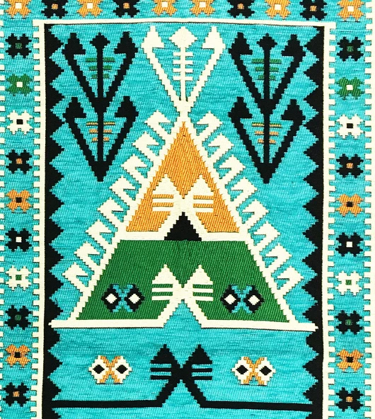 Shark Anadolu Seccade Kilim 6 Turkuaz - Resim 6
