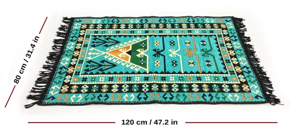 Shark Anadolu Seccade Kilim 6 Turkuaz - Resim 3
