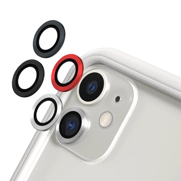iPhone 11 Kamera Lens Koruyucu Cam Metal Kenarlı 2li Set ürün görseli 1