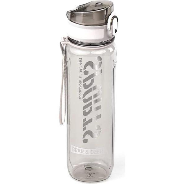 Xnews Bear&deer Otomatik Kapak Şeffaf Gri Matara 650 ml - MT0028-01 ürün görseli 1