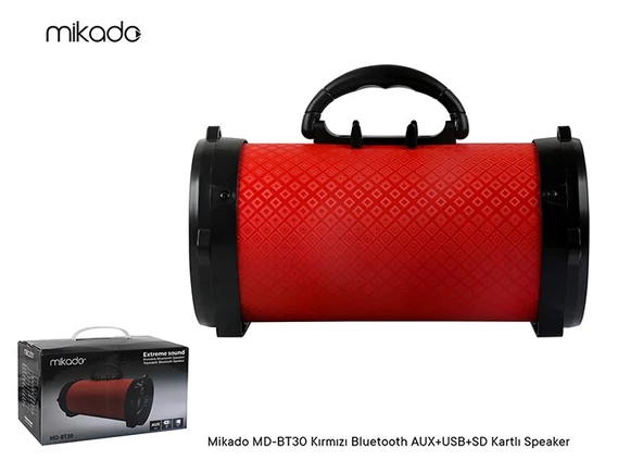 Bluetooth Hoparlör Usb-Sd-Aux Mikado MD-BT30 Kırmızı ürün görseli 1