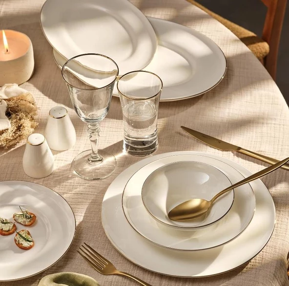 Emsan Alicia Gold 60 Parça Fıne Bone Yemek Takımı ürün görseli 1