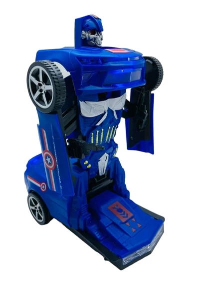 Avengers Sesli Işıklı Robota Dönüşen Araba Kaptan Amerika Robot Olan Transform Dans Eden Araç ürün görseli 1
