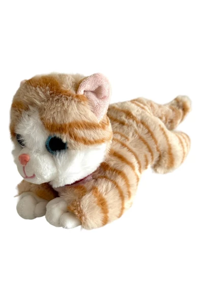 Sesli Yatan Miyavlayan 25 cm Peluş Kedi Oyuncak ürün görseli 1