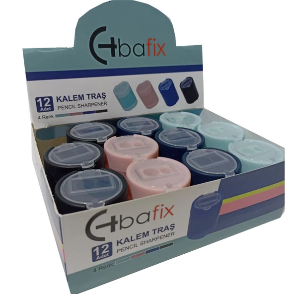 Bafix Kalemtıraş Çift Delikli Kapaklı Öğrenci Kalemtraş 12 Li Paket ürün görseli 1