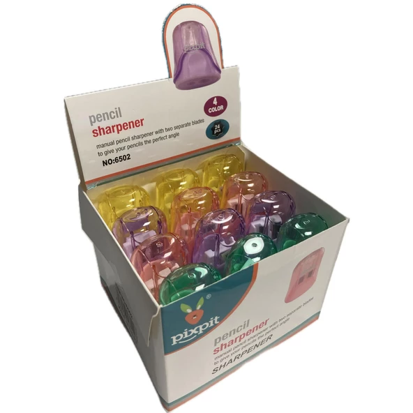 Bafix Pixpit Kalemtraş Çiftli Hazneli Kalemtıraş 24 Lü Paket ürün görseli 1