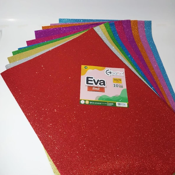 Bafix Eva Simli 50x70 CM Karışık Renk Simli Eva 10 Lu Paket ürün görseli 1