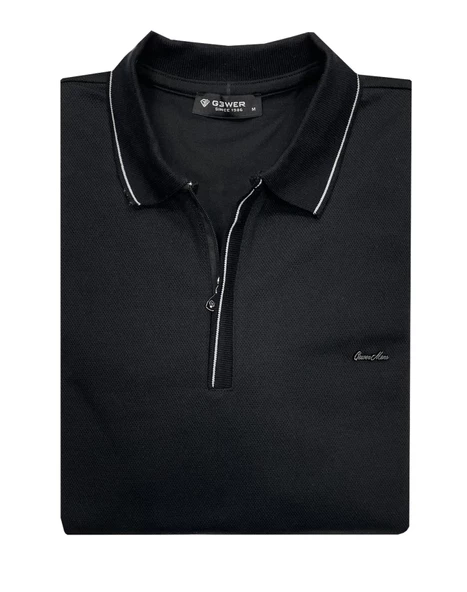 Slim Fit Erkek Polo Yaka Fermuarlı Sweatshirt 7027 ürün görseli 1