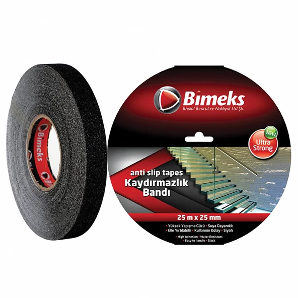 BİMEKS SİYAH KAYDIRMAZLIK BANDI 25 MT X 25 MM ürün görseli 1