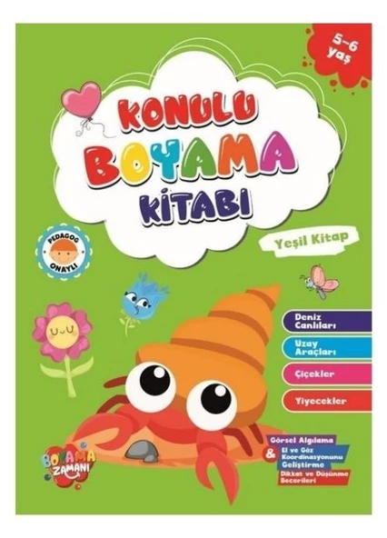 BOYAMA ZAMANI KONULU BOYAMA YEŞİL KİTAP 5+6 YAŞ ürün görseli 1
