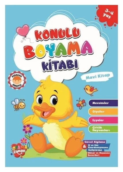 BOYAMA ZAMANI KONULU BOYAMA MAVİ KİTAP 3+4 YAŞ ürün görseli 1