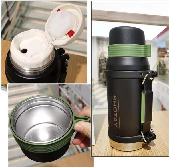 Shotay Çelik Termos Camper Large 1600Ml Siyah - Resim 3