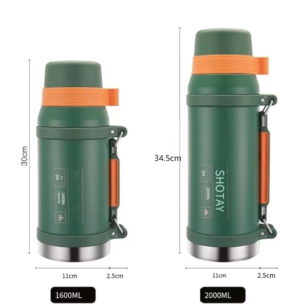 Shotay Çelik Termos Camper Large 1600Ml Haki - Resim 4