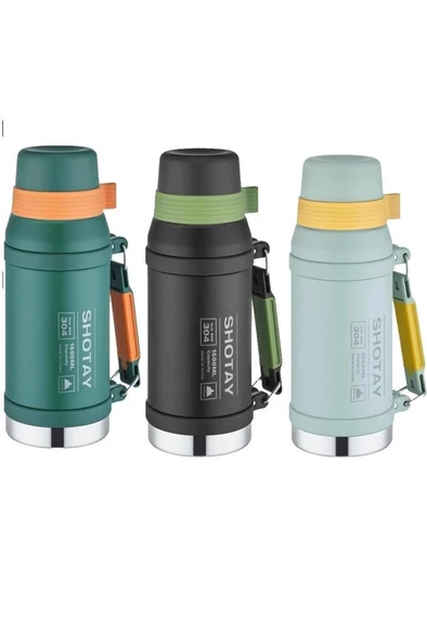 Shotay Çelik Termos Camper Large 1600Ml Haki - Resim 5