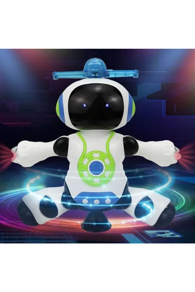 DANS EDEN ROBOT PERVANELİ 3D IŞIKLI SESLİ MÜZİKLİ PİLLİ ROBOT OYUNCAK ürün görseli 1