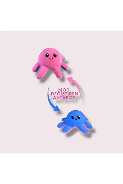 Mod Değiştiren Çift Yüzlü Sevimli Siyah Beyaz Peluş Ahtapot Yastık & Uyku Arkadaşı & Oyuncak ürün görseli 1