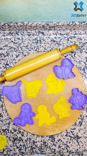 Pokemon Temalı Kurabiye Kalıbı ve Şeker Hamuru Kalıbı Seti 4 Adet - 10 CM ürün görseli 1