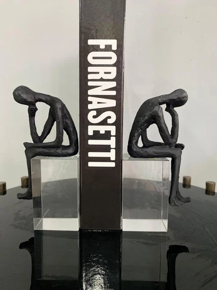 Kitap Tutucu 2 li Kristal Kaideli Düşünen İnsan Biblo Kitap Tutucu ürün görseli 1