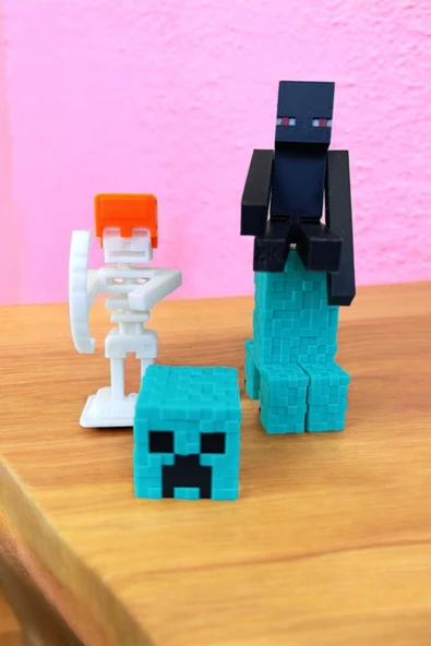 Karakter Figür Seti - Creeper, Enderman ve İskelet - Resim 3