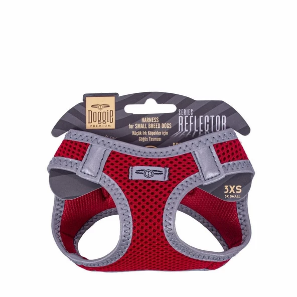 Doggie Reflektör Göğüs Tasması Kırmızı 3Xs-22-26Cm ürün görseli 1