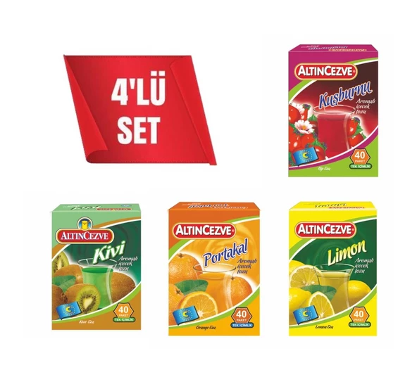 Tek İçimlik İçecek Tozu 4lü Paket 40 x 1,5 Gr  Portakal,Limon,Kuşburnu,Kivi ürün görseli 1