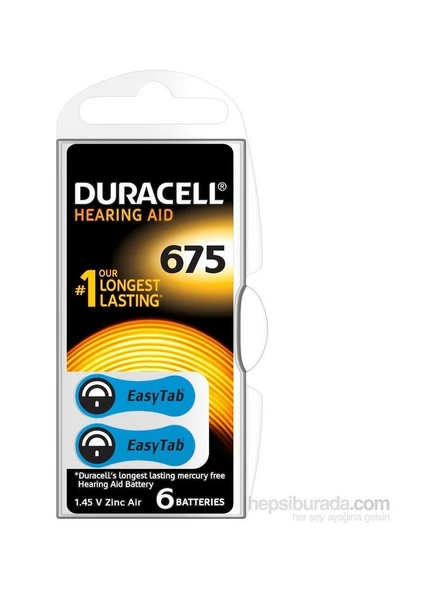 Duracell 675 Numara 6'lı Işitme Cihazı Pili ürün görseli 1
