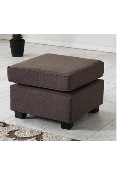 Meşe Home Plus Kılıflı Torba Yaylı Keten Kumaş Fonksiyonel Puf Kahve ürün görseli 1