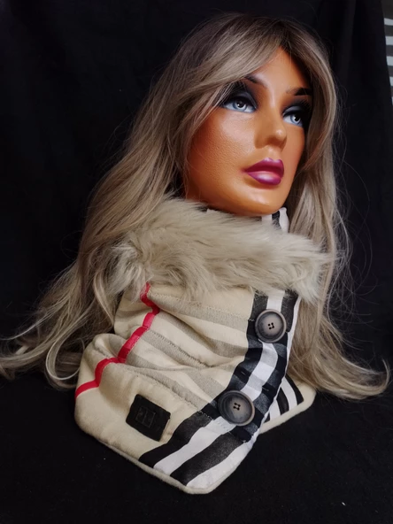 Tasarım kürk detaylı neck warmer boyunluk içi silikon dolgulu sıcacık tutar ürün görseli 1