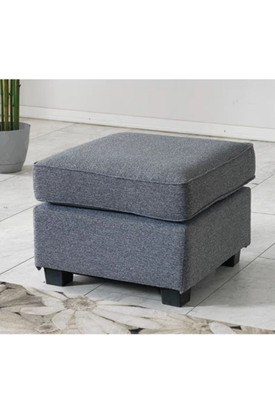 Meşe Home Plus Kılıflı Torba Yaylı Keten Kumaş Fonksiyonel Puf Gri ürün görseli 1