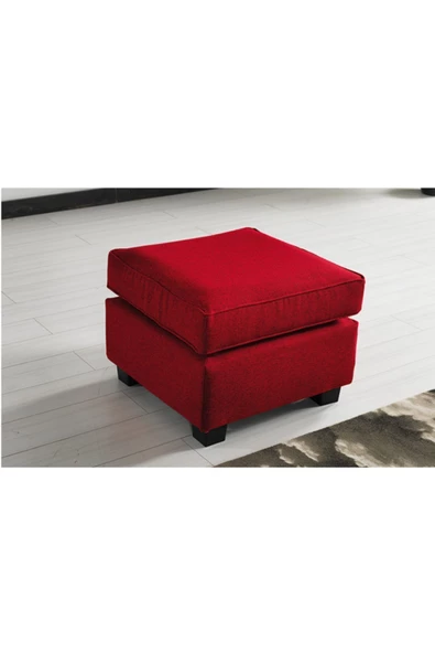 Meşe Home Plus Kılıflı Torba Yaylı Keten Kumaş Fonksiyonel Puf Kırmızı ürün görseli 1