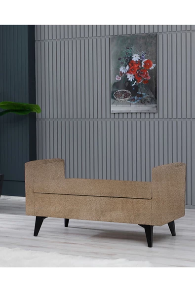 Meşe Home Toffet Bazalı Değiştirilebilir Kollu Süngerli Yüksek Plastik Ayaklı Puf - Bench ürün görseli 1