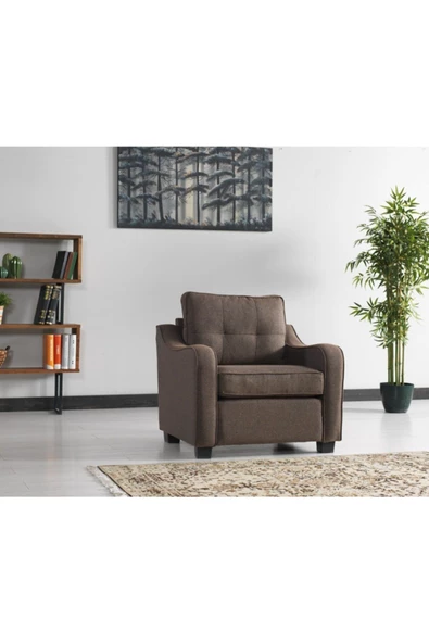 Meşe Home Plus Kılıflı Torba Yaylı Keten Kumaş Fonksiyonel Tekli Kanepe Koltuk Kahve ürün görseli 1