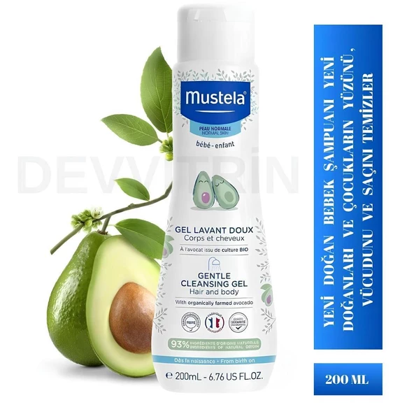 Mustela Gentle Cleansing Şampuan 200 ml (Yenidoğan Saç ve Vücüt Şampuan) ürün görseli 1