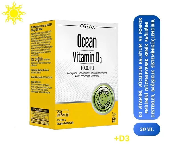 Ocean Vitamin D3 1000 IU Sprey 20 ml ürün görseli 1