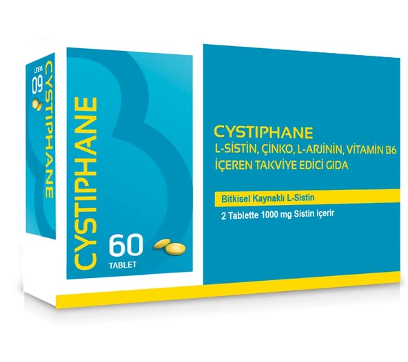 Biorga Cystiphane L-Sistin, Çinko, L-Arjinin, Vitamin B6 içeren Takviye Edici Gıda 60 Tablet ürün görseli 1