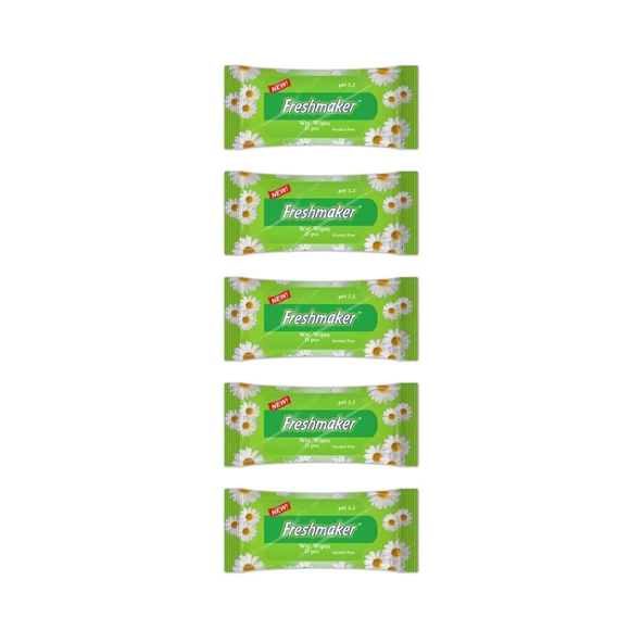 Freshmaker Islak Cep Mendil - Alkolsüz ve pH Dengelenmiş - Çiçeksi Kokular - 15 Adetlik 5 Paket ürün görseli 1