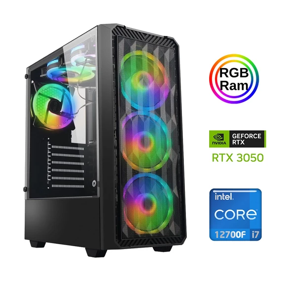 Xaser Xsr879 i7 12700F 16GB Ram 512GB M.2 NVMe SSD 6GB RTX3050 Oyun Hazır Sistem ürün görseli 1